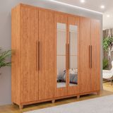 Guarda-roupa Casal 6 Portas 4 Gavetas Com Espelho Com Pés Atlanta Cinamomo