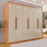 Guarda-roupa Casal 6 Portas 4 Gavetas Atlanta Cinamomo/ Off-white