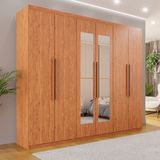 Guarda-roupa Casal 6 Portas 4 Gavetas Com Espelho Atlanta Cinamomo
