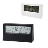 Relogio De Mesa Digital Led Estacao Metereologica Iluminado Despertador Medidor Temperatura Umidade Lcd Cor:branco