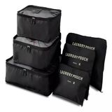 Organizador Mala Viagem Kit Completo 6 Peças Necessaire Porta Guarda Roupas Sapatos Biquini Multiuso Ziper Luxo