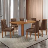 Mesa De Jantar Isadora Tampo Mdf 6 Cadeiras Isadora Moderna Veludo Marrom Naturalle