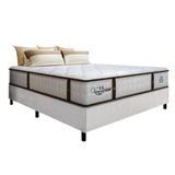 Cama Box Casal Queen Colchão Molas Ensacadas Gazin Com Pillow Veneza 158x198x68cm Branco / Marrom