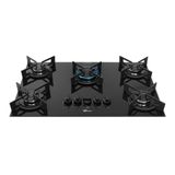 Cooktop A Gás Fischer 5 Bocas Fit Line Trempe Iron Preto Bivolt