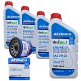 Kit 4 Litros Óleo Lubrificante Do Motor Acdelco Sp 0w20 Dexos1 100% Sintético + Filtro De Óleo Do Motor Cruze 2016 Em Diante