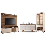Sala De Estar Bold Com Estante, Buffet Aparador E Cristaleira Castanho/off White - Hb Móveis