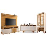 Sala De Estar Bold Com Estante, Buffet Aparador E Cristaleira Cinamomo/off White - Hb Móveis
