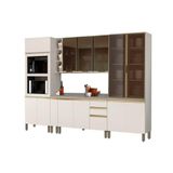Cozinha Modulada Completa Connect 8 Peças 1 Aéreos + 2 Balcões+ 2 Paneleiros +3complementos C8p05 Off White