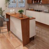 Bancada De Cozinha Ilha Gourmet Americana 2 Portas 4 Gavetas 100% Mdf Canela/off White