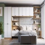 Guarda-roupa Closet Modulado Americano 9 Peças 100% Mdf Savana/branco Fosco