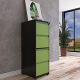 Gaveteiro Arquivo Para Escritório Em Aço 4 Gavetas Preto/verde Miró
