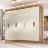 Guarda-roupa Paris 8 Portas 200x237x47cm Cinamomo/off White