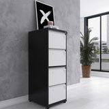 Gaveteiro Arquivo De Aço 4 Gavetas 136,2x47x57 Cm Preto/branco