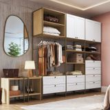 Guarda-roupa Closets Modulado Americano Mdf 5 Peças 8 Gavetas Savana/branco Fosco