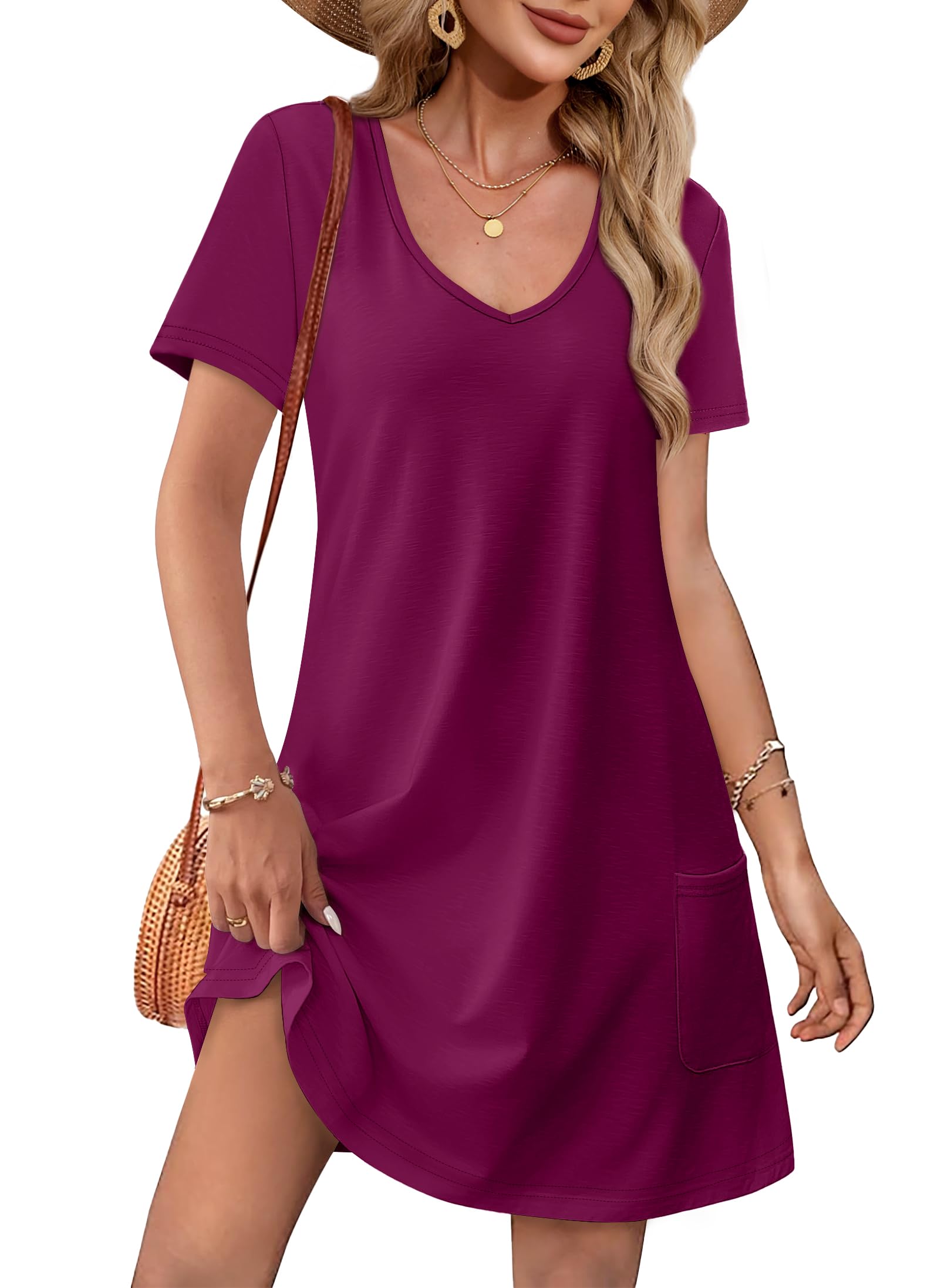 Vestido Ofeefan Valentine's Summer Com Decote Em V E Manga Curta Para Mulher