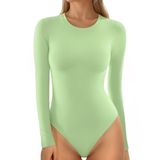 Camisetas Femininas De Manga Comprida Com Gola Redonda Bodysuit Mangopop