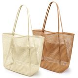Bolsa De Praia Vorolo Mesh Tote Fairycore Hobo, Bolsa De Ombro Cáqui
