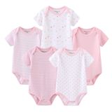 Bodysuit Kiddiezoom Baby, Pacote Com 5 Unidades, Manga Curta, Algodão, Menina