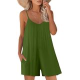 Macacão Feminino Casual De Verão Sem Mangas, Verde, Tamanho Gg