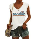 Camiseta Regata Feminina Woxlica Gulf Of Mexico Sem Mangas Branca S