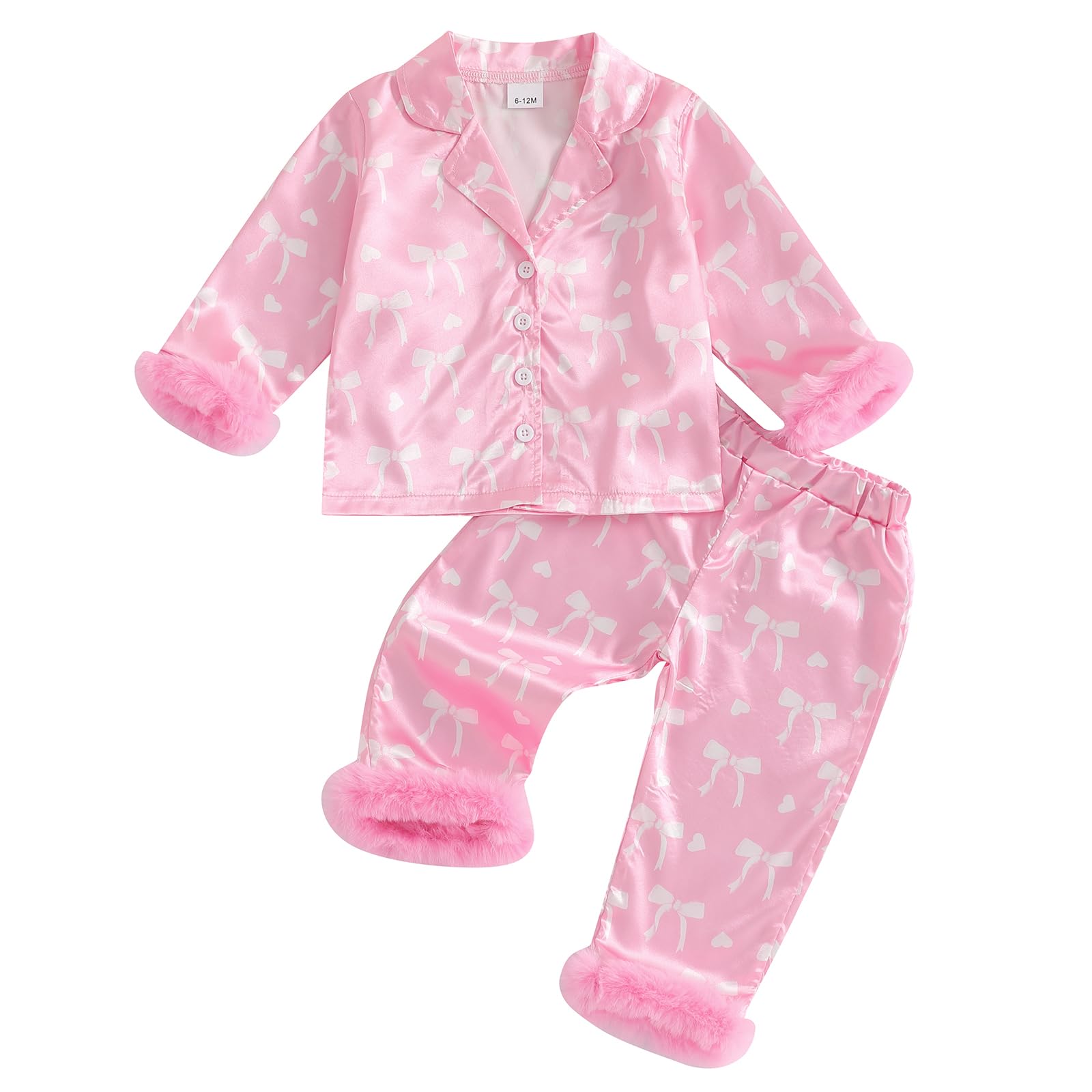 Conjunto De Pijama Kavousa Toddler Girl Valentines Easter Silk 3-4t