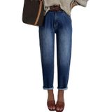 Calças Cargo Evaless Barrel Jeans Femininas De Cintura Alta Azul Marinho