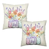 Capas De Almofada Wnoesat Spring Floral Vaso 55x55cm Conjunto De 2