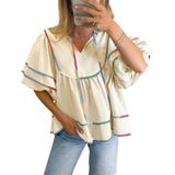 Blusas Peplum Babydoll Cicy Bell Femininas Com Decote Em V E Manga Curta
