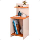 Mesinha Lateral Cama Nicho Decoração Mesa Cabeceira Prateleira Suspensa Organizadora Quarto Off White/cinamomo- Rpm Móveis