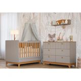 Quarto Para Bebê Cômoda E Berço 100% Mdf Biscoito Permobili Fendi/nature