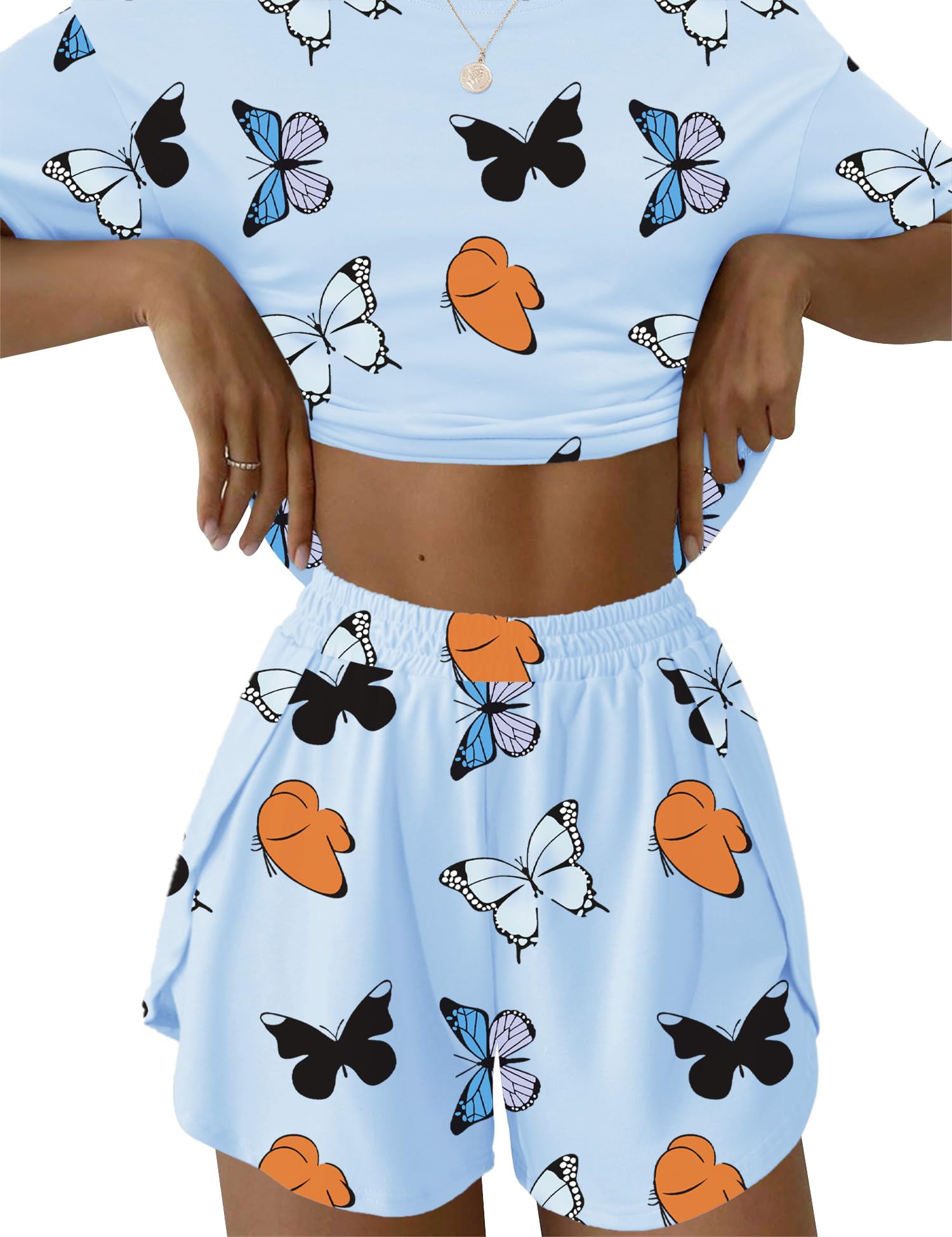 Conjunto De Pijama Kistore Summer De Duas Peças Para Mulheres Azul S