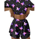 Conjunto De Pijama Feminino Kistore De Manga Curta De Verão Roxo L