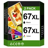 Pacote Combinado De Cartuchos De Tinta Voredo 67xl Preto/colorido Hp 67