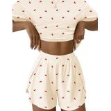 Conjunto De Pijama Feminino De Verão Kistore, Manga Curta, Damasco, Gg