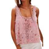 Camiseta Regata Feminina Funtour Com Acabamento Em Renda Beach Vacation 2025 Y2k