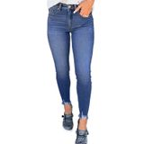 Jeans Shewin, Cintura Alta, Elástica, Magra, Bainha Crua, Feminina