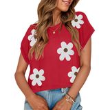 Blusa Feminina Zesica, Casual, De Verão, Estampada, Manga Curta, Tricotada