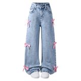 Jeans Peakpride, Perna Larga, Cintura Elástica, Para Meninas De 7 A 14 Anos