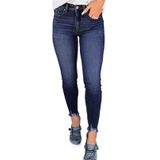 Jeans Shewin, Cintura Alta, Elástica, Magra, Bainha Crua, Feminina