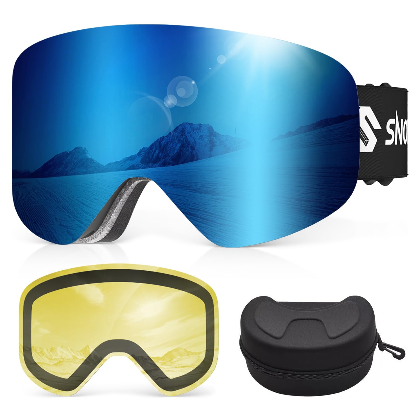 Óculos De Esqui Snowalva Frameless Snowboard Uv400 Magnet Lens