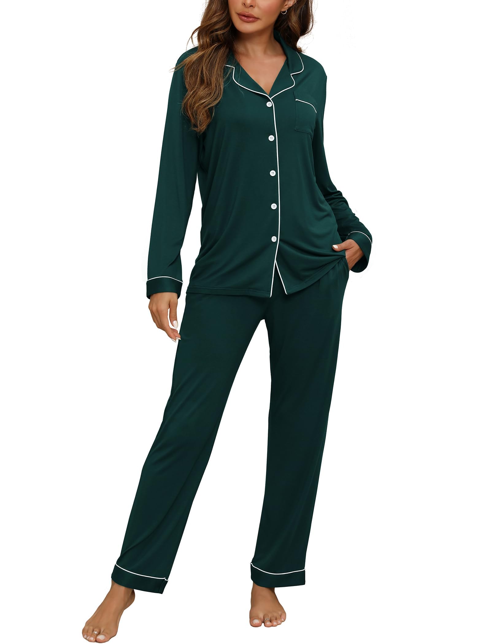 Conjunto De Pijama Zmj, Camisa E Calça De Manga Comprida De Natal, Azul Azul-petróleo