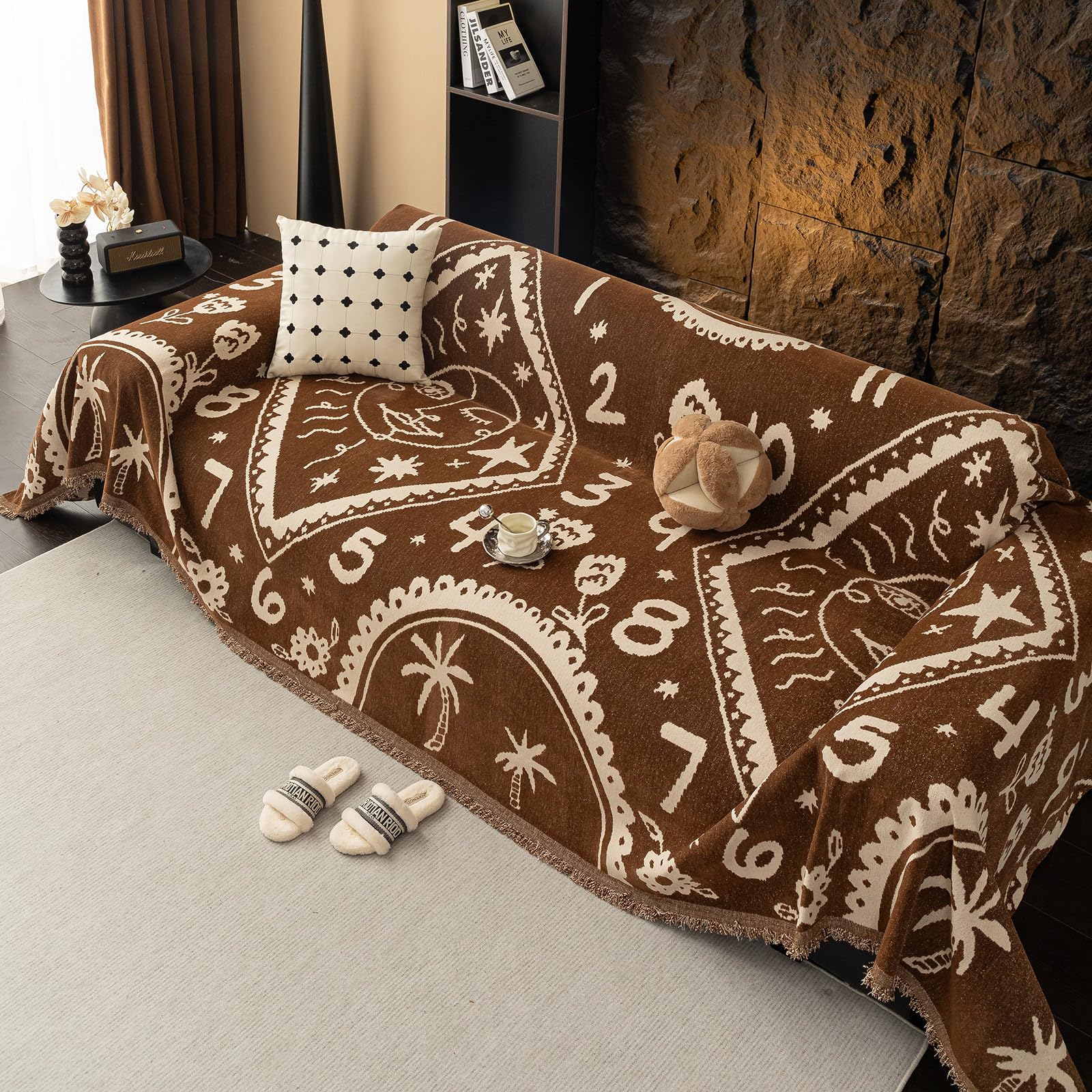 Capa De Sofá Handontime Lavável Em Chenille Para Sofá De 3 Almofadas