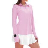 Camisa Feminina Ieccp, Manga Comprida, 1/4, Zíper, Proteção Solar, Rosa, Tamanho Gg