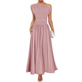 Vestido Maxi Zesica Summer 2025 One Shoulder Swing Pink