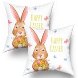 Capas De Travesseiro Aportt Happy Easter 45x45cm Algodão-poliéster