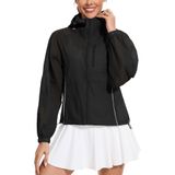 Casaco Aavoogue Sun Protection Uv 50+ Com Zíper Completo Preto Para Mulheres