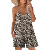 Macacão Feminino Nfsion, Casual De Verão, Sem Mangas, Leopardo Marrom