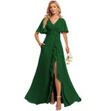 Vestido De Dama De Honra Deamify Com Decote Em V, Chiffon Franzido, Linha A, 26w, Gr