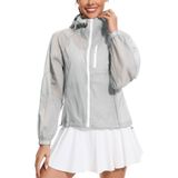 Casaco Uv Com Capuz Feminino Aavoogue Com Proteção Solar Upf 50+ Cinza L