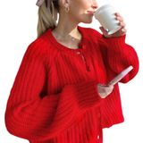 Suéter De Cardigã Acmplla Chunky Knit Red Para Mulheres Tamanho L